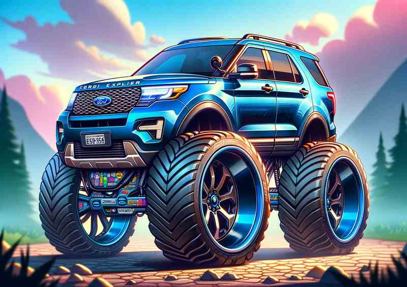 Ford Explorer with extremely exaggerated features | Poster