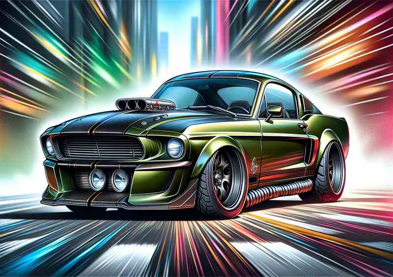 Ford Mustang GT Fastback style with big wheels in green | Canvas