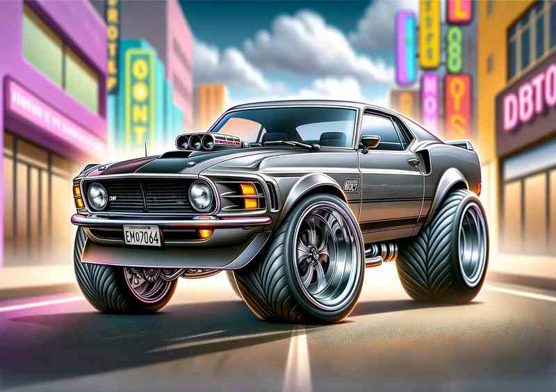 Ford Mustang Mach 1 style in grey with big wheels | Canvas