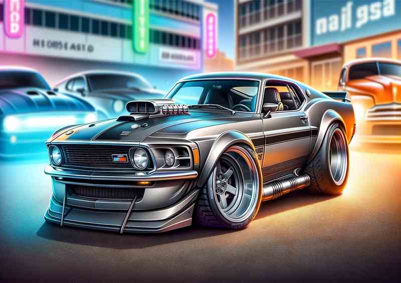 Ford Mustang Mach in silver style | Canvas