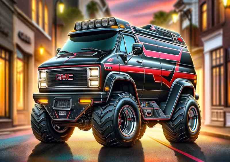 GMC Vandura 4x4 black van style big wheels | Metal Poster