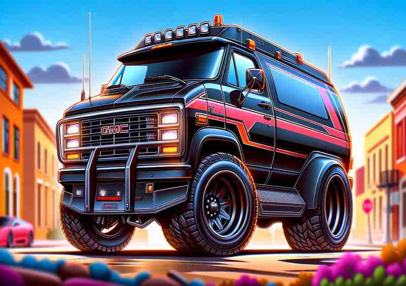 GMC Vandura 4x4 style iconic black and red van | Canvas