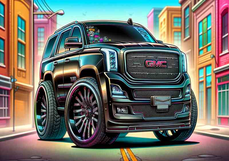 GMC Yukon 4x4 Exaggerated Black Style - Poster