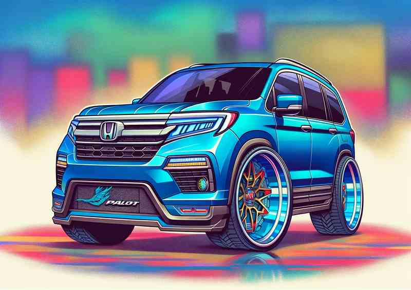 Honda Pilot 4x4 style extremely exaggerated bold blue paint | Canvas