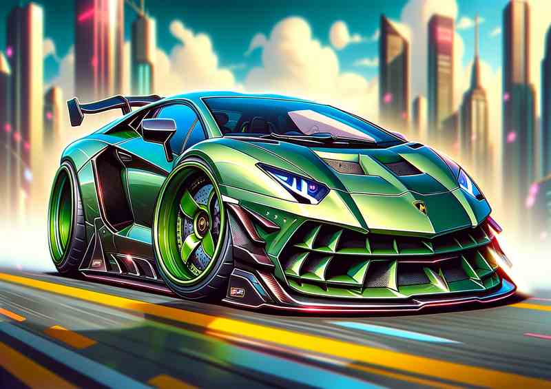 Lambo Aventador Exag Grn Metal Poster