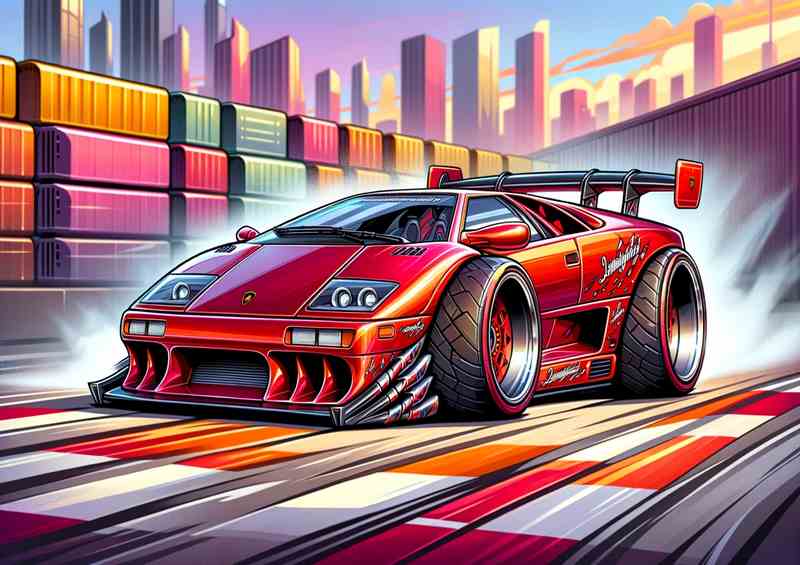 Lamborghini Diablo style extremely exaggerated red paint | Poster