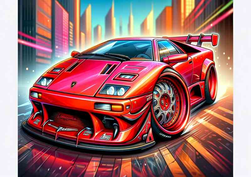 Lamborghini Diablo style with extremely exaggerated red paint | Canvas