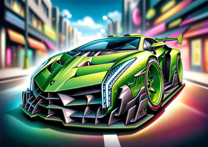Lamborghini Veneno style with extremely exaggerated In green | Di-Bond