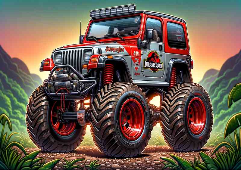Little 4x4 painted in red style big wheels cartoon | Di-Bond