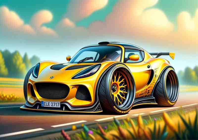 Lotus Elan style in yellow with big wheels | Metal Poster