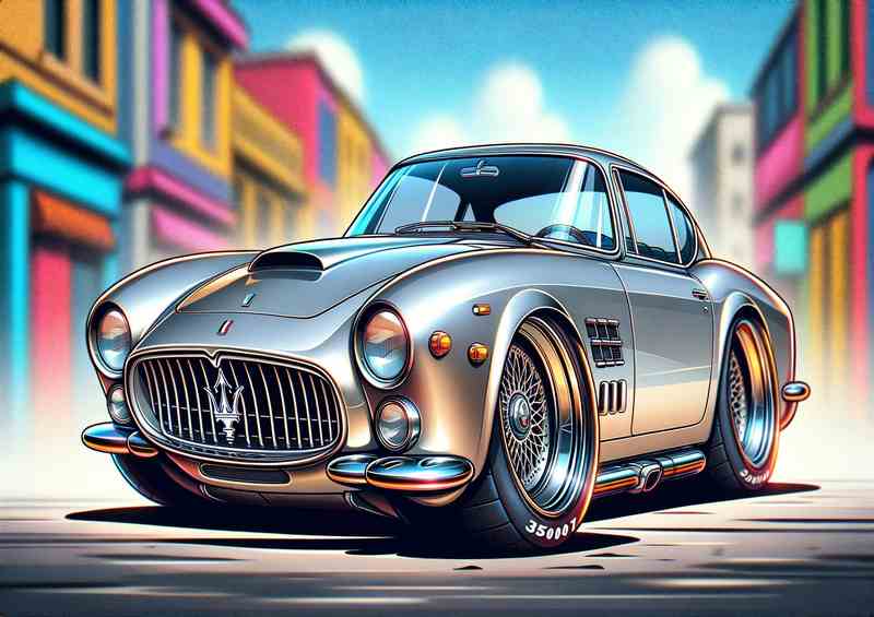 Maserati 3500 GT Xtreme Silver Metal Poster