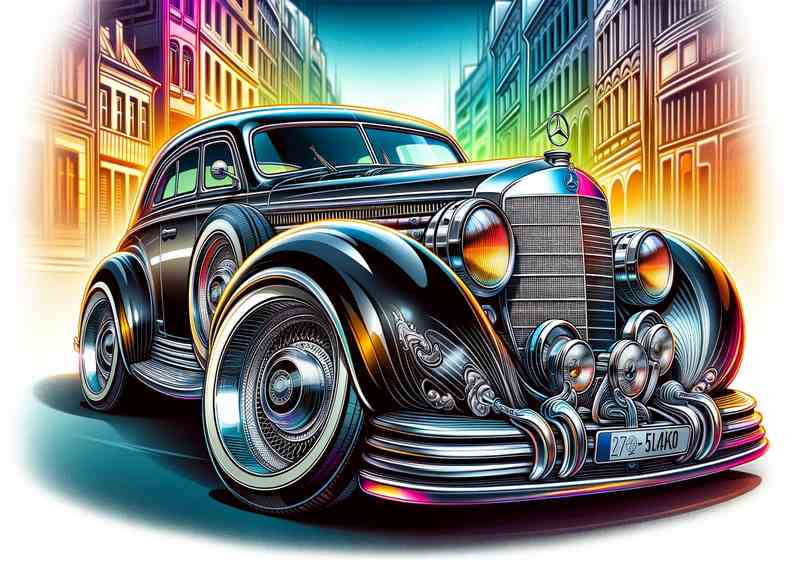 Mercedes Benz 540K style in black | Poster