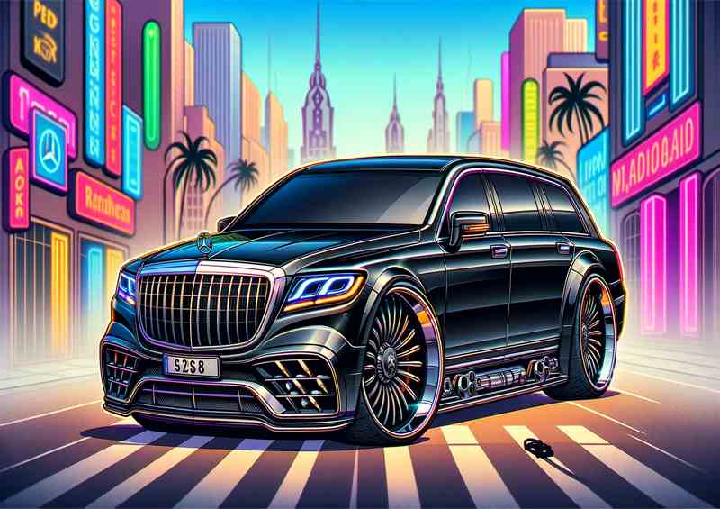 Mercedes Benz 600 Pullman style in black | Metal Poster