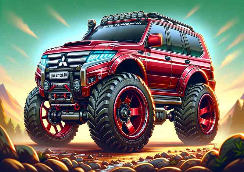Mitsubishi Montero 4x4 style in maroon red | Canvas