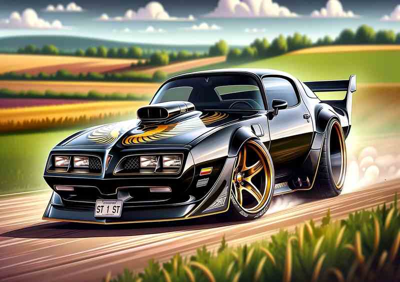 Pontiac Firebird Trans Am style cartoon | Metal Poster