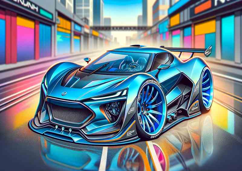 Rimac C Two style with big wheels cartoon | Canvas