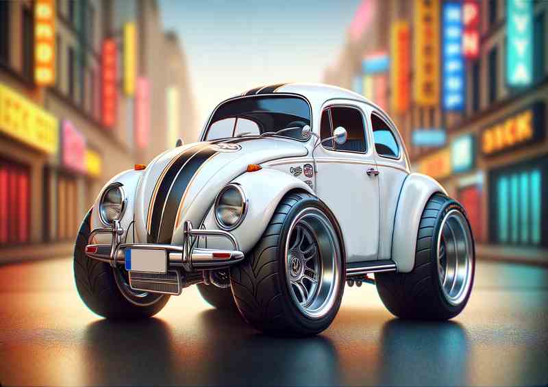 Volkswagen Beetle style with big wheels in white | Poster