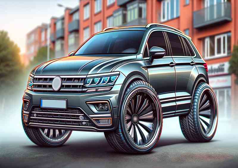 VW Tiguan 4x4 Exaggerated Style | Metal Poster