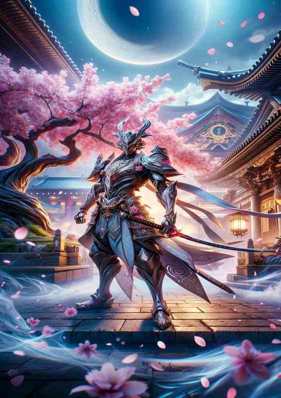 Fantasy Sakura Warrior: Elegant Armor on Di-Bond