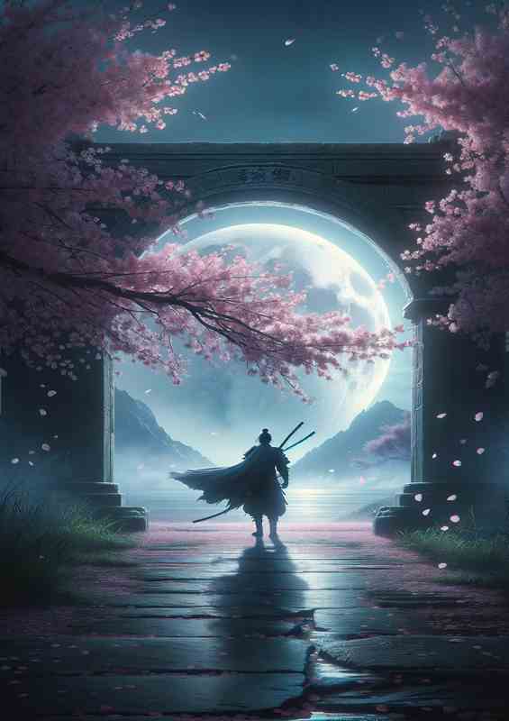 Sakura Moonlight | Lone Warrior Metal Poster