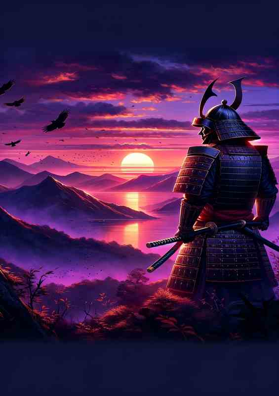 Samurai Warrior Sunset Ancient Japan at dusk | Poster