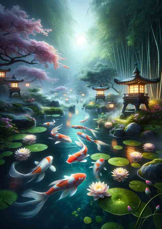 Tranquil Koi Harmony the serene beauty of koi fish swimming | Canvas