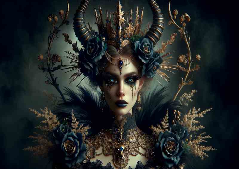 Gothic Fantasy Queen with Dark roses | Canvas