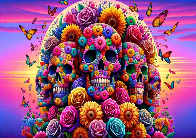 Vibrant Life Death Mosaic | Poster