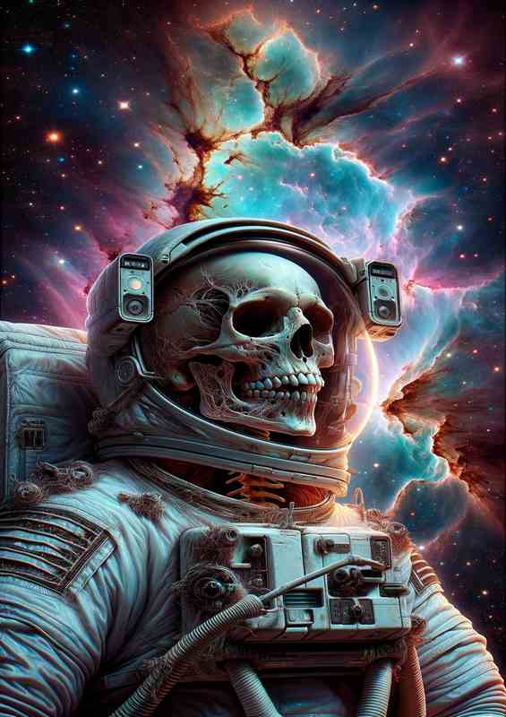 Cosmic Voyage Astronaut Skeleton Space Odyssey | Canvas