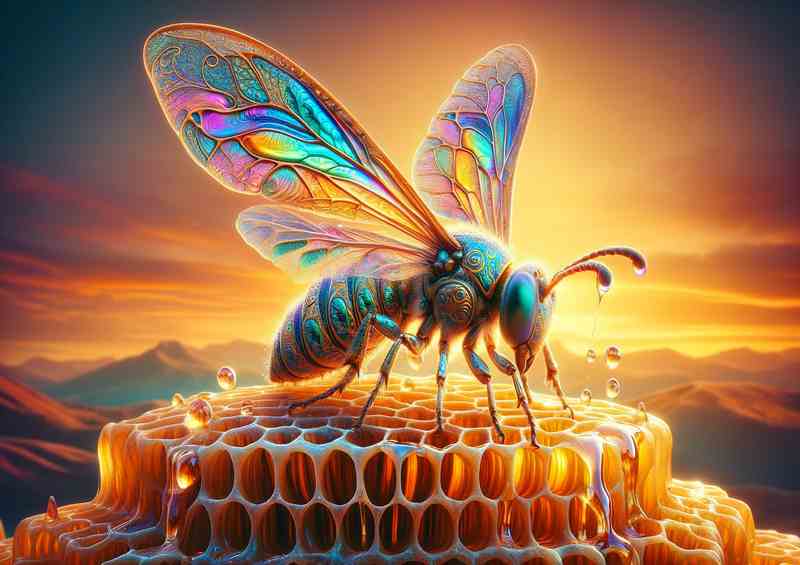 Ethereal Macro bee with the honey pot | Canvas