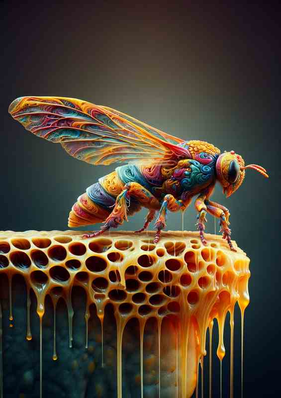 Surreal Insect Honeycomb Fantasy Creature | Canvas