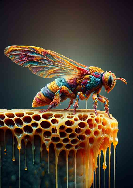 Surreal Insect Honeycomb Fantasy Creature | Di-Bond