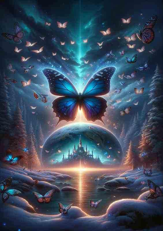 Twilight Butterfly Dreamscape | Metal Poster