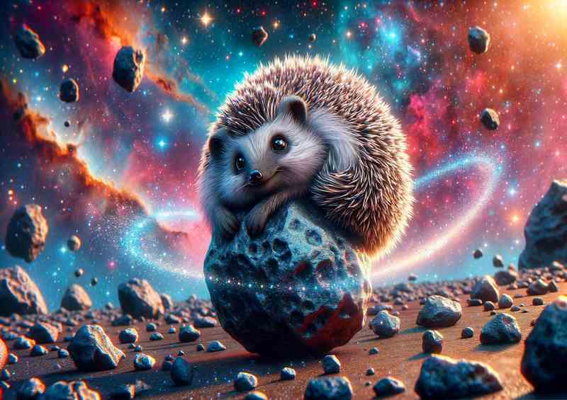 Cosmic Hedgehog Rolling on a Meteorite | Canvas