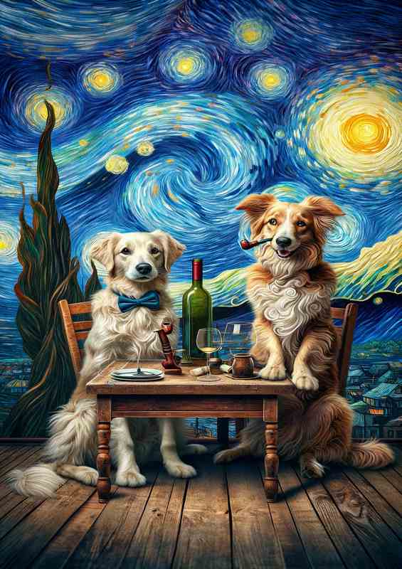 Starry Night Friends eating out | Canvas