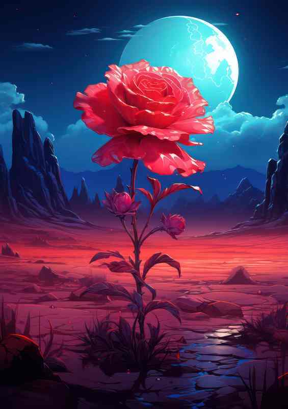 Fantasy Fields of red rose Flowers | Di-Bond
