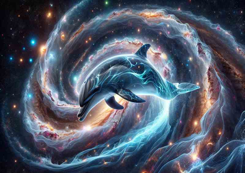 Quantum Dolphin among Galactic Swirls surrounded galaxies | Di-Bond