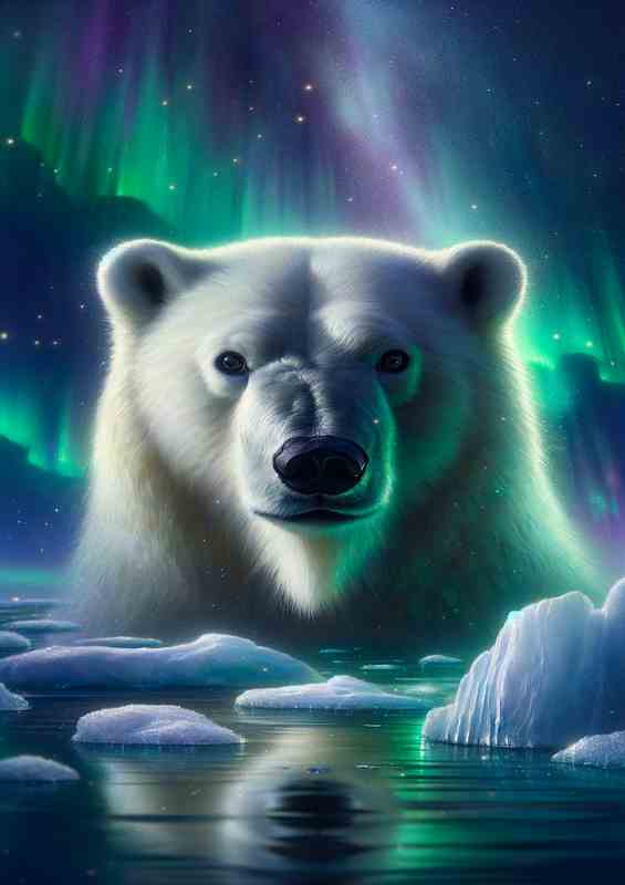 Northern Lights A Polar Bear on Ice Floes | Di-Bond