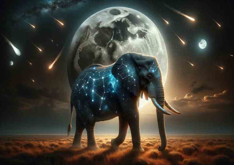 Celestial Elephant Night Sky Hide Metal Poster