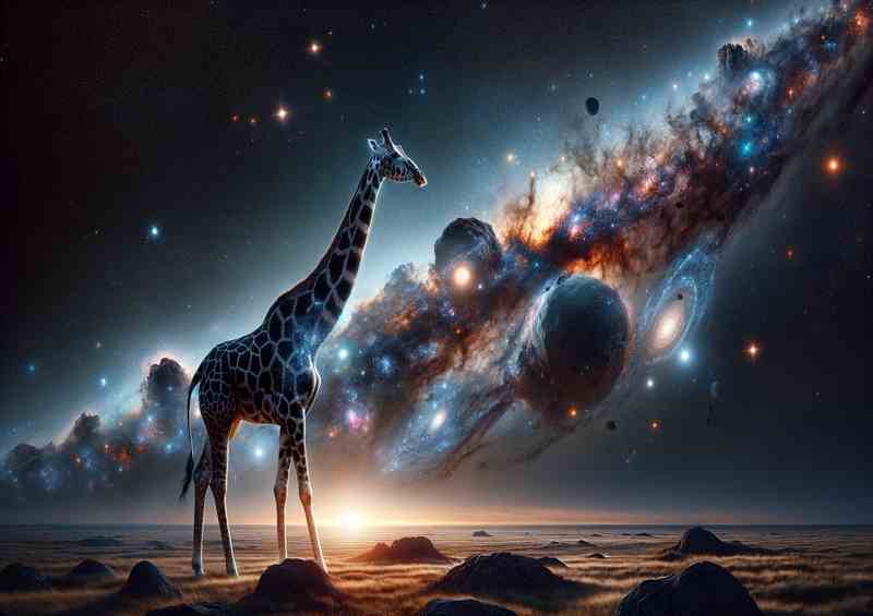 Galactic Giraffe Metal Poster