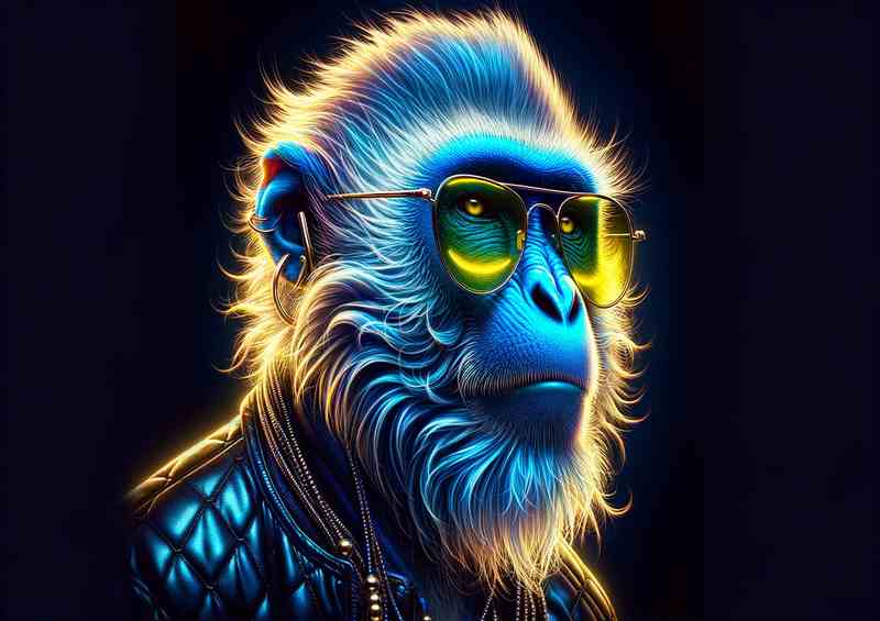 Trendsetting Ape Electric Blue Monkey Artwork | Canvas