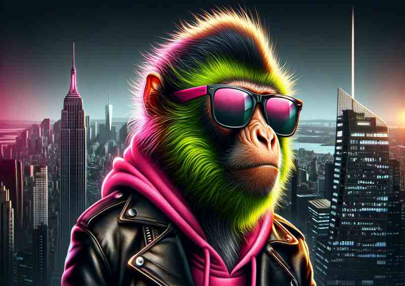 Urban Jungle Fashion Chic Monkey with Attitude | Metal Poster