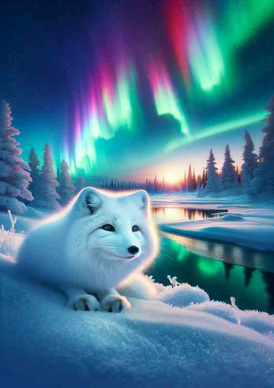 Arctic Fox Winter Wonderland in a snowy landscape | Poster