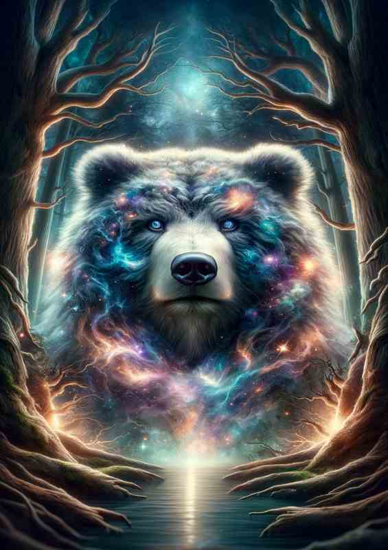 Celestial Bear Spirit Forest Metal Poster