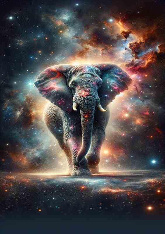 Cosmic Elephant Stardust Metal Poster in Space