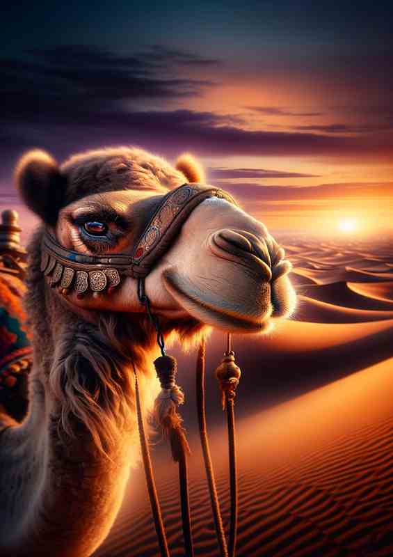 Desert Mirage A Camel Caravan at Twilight | Di-Bond