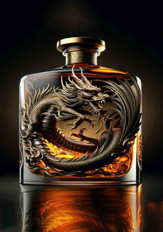 Dragon Sculpture in Whiskey Bottle | Di-Bond