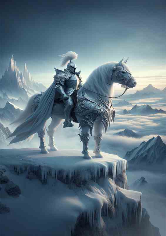 Epic Guardia's Vigil atop Frosty Peaks white steed | Canvas