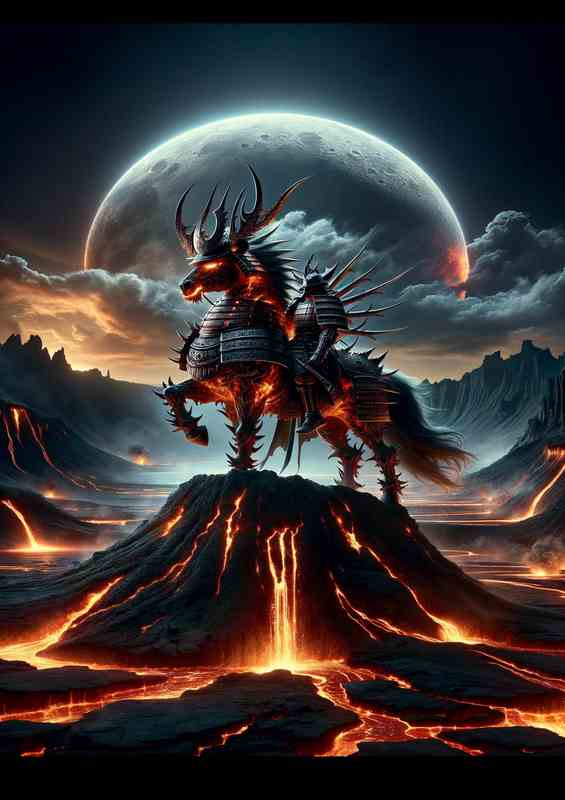 Fiery Samurai Crater Metal Poster
