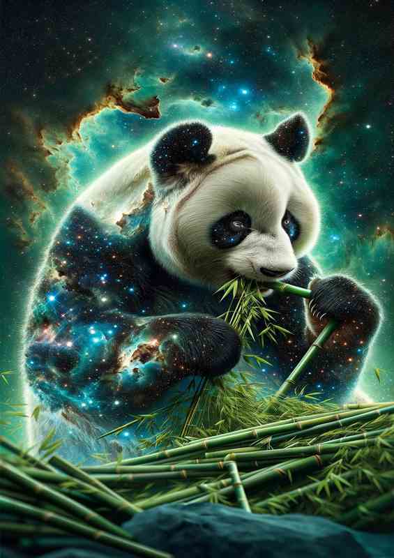 Galaxy Panda Metal Poster